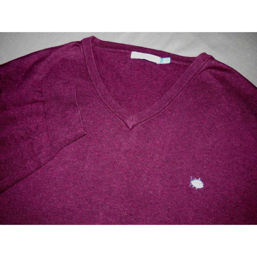 Southern Tide 100% Cotton Light Weight Purple‎ V-Neck Sweater Men's XL